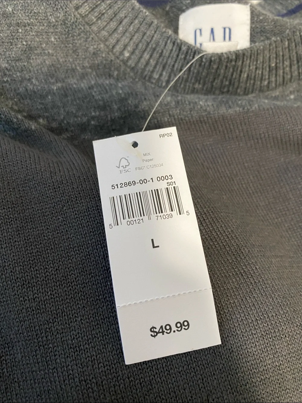 GAP Men's Dark Gray & Heather Gray Striped Crewneck Sweater